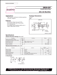 SB30-03F datasheet: Schottky barrier diode, 30V/3A rectifier SB30-03F