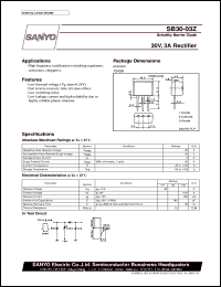 SB30-03Z datasheet: Schottky barrier diode, 30V/3A rectifier SB30-03Z