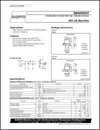 SB40W03T datasheet: Schottky barrier diode, 30V/4A rectifier SB40W03T
