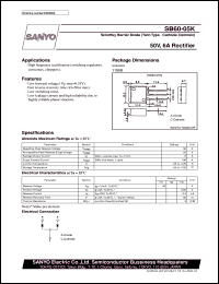 SB60-05K datasheet: Schottky barrier diode, 50V/6A rectifier SB60-05K