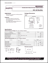 SB30W03Z datasheet: Schottky barrier diode, 30V/3A rectifier SB30W03Z