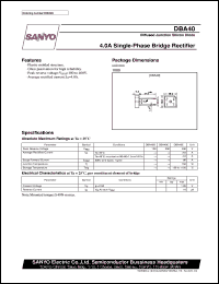 DBA40 datasheet: Diffused junction silicon diode, 4A single-phase bridge rectifier DBA40