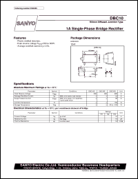 DBC10 datasheet: Diffused junction silicon diode, 1A single-phase bridge rectifier DBC10