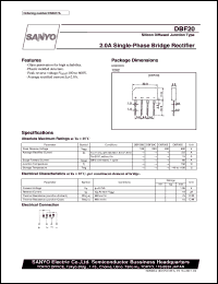 DBF20 datasheet: Diffused junction silicon diode, 2A single-phase bridge rectifier DBF20