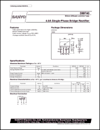 DBF40 datasheet: Diffused junction silicon diode, 4A single-phase bridge rectifier DBF40