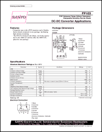 FP103 datasheet: PNP epitaxial planar silicon transistor + composite schottky barrier diode, DC-DC convertor application FP103
