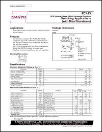 FC143 datasheet: PNP epitaxial planar silicon composite transistor, switching application FC143