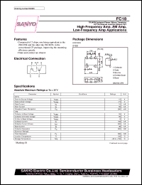 FC18 datasheet: NPN epitaxial planar silicon transistor + N-channel junction silicon FET, driver application FC18