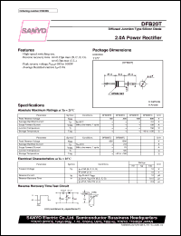 DFB20T datasheet: Silicon diffused junction diode, 2,0A power rectifier DFB20T