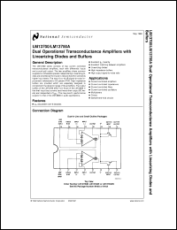 LM13700MWC datasheet: Dual Operational Transconductance Amplifier with Linearizing Diodes and Buffers LM13700MWC