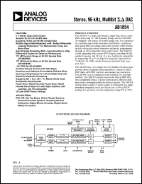 AD1854 datasheet: Stereo, 96 kHz, Multibit Sigma Delta DAC AD1854