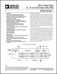 AD1858 datasheet: Stereo, Single Supply 16-, 18- and 20-Bit Sigma-Delta DACs AD1858