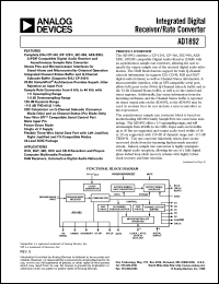 AD1892 datasheet: Integrated Digital Receiver/Rate Converter AD1892