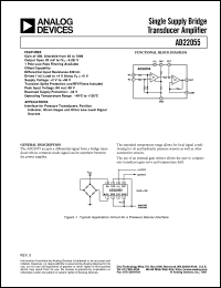 AD22055 datasheet: Single Supply Bridge Transducer Amplifier AD22055