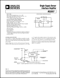 AD22057 datasheet: Single Supply Sensor Interface Amplifier AD22057