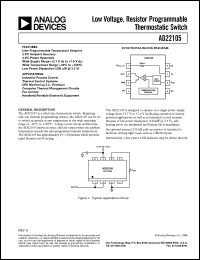 AD22105 datasheet: Low Voltage, Resistor Programmable Thermostatic Switch AD22105