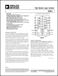 AD261 datasheet: 40 MBd five channel digital isolator for Fieldbus, Microcontroller/peripheral interface and data transmission AD261