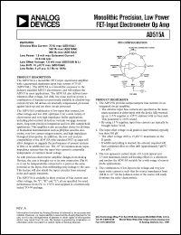 AD515A datasheet: Monolithic Precision, Low Power FET-Input Electrometer Op Amp AD515A