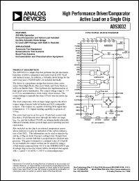AD53032 datasheet: DRIVER/COMPARATOR/LOAD: A single chip that performs the pin electronics functions of driver, comparator and active load in ATE VLSI and memory testers AD53032