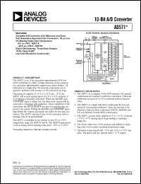 AD571 datasheet: 10-Bit, A/D Converter, Complete with Reference and Clock AD571