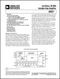 AD603 datasheet: Low Noise, Voltage-Controlled Amplifier For Use In RF And IF AGC Systems AD603