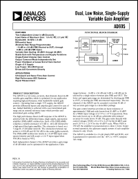 AD605 datasheet: Accurate, Low Noise, Dual Channel Linear-In-dB Variable Gain Amplifier, Optimized For Any Application Requiring High Performance AD605