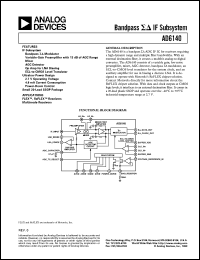 AD6140 datasheet: Low-Power Bandpass Sigma-Delta A/D Converter Intended for Use in FLEX™, ReFLEX™, and InFLEXion™ Pager Applications AD6140
