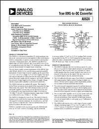 AD636 datasheet: Low power monolithic IC which performs true rms-to-dc conversion on low level signals AD636