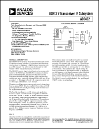 AD6432 datasheet: GSM 3 V Transceiver IF Subsystem AD6432