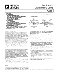 AD648 datasheet: Dual Precision, Low Power BiFET Op Amp AD648