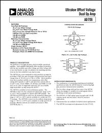 AD708 datasheet: Ultralow Offset Voltage Dual Op Amp AD708