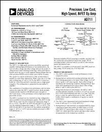 AD711 datasheet: Precision, Low Cost, High Speed, BiFET Op Amp AD711