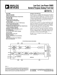 AD73311L datasheet: Single-Channel, 3 V Front-End Processor for General Purpose Applications Including Speech and Telephony AD73311L