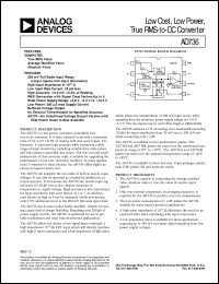 AD736 datasheet: Low power, precision, monolithic true rms-to-dc converter. AD736