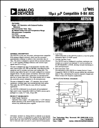 AD7576 datasheet: LC<sup>2</sup>MOS 10µs µP Compatible 8-Bit ADC AD7576