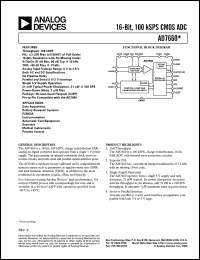 AD7660 datasheet: 16Bit 100 kSPS CMOS Successive Approximation ADC with No Missing Codes AD7660