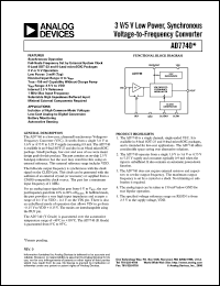 AD7740 datasheet: 3 V/5 V Low Power, Synchronous Voltage-to-Frequency Converter AD7740