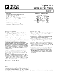 AD781 datasheet: High speed, monolithic SHA with a max acquisition time for 700 ns to 0.01% over temperature. AD781