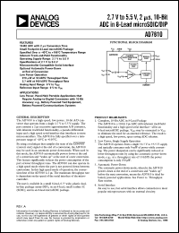 AD7810 datasheet: 2.7 V to 5.5 V, 2 ms, 10-Bit ADC in 8-Lead microSOIC/DIP AD7810