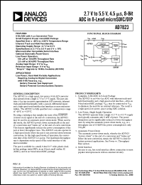 AD7823 datasheet: 2.7 V to 5.5 V, 4.5 ms, 8-Bit ADC in 8-Lead microSOIC/DIP AD7823