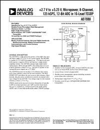 AD7888 datasheet: 2.7 V to 5.25 V, Micro Power, 8-Channel, 125 kSPS, 12-Bit ADC in 16-Pin TSSOP AD7888