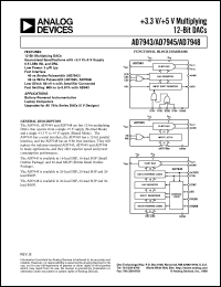 AD7943 datasheet: +3.3 V/+5 V Multiplying 12-Bit DACs AD7943