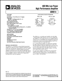 AD8014 datasheet: 400 MHz, Low Power, High Performance Amplifier AD8014