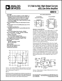 AD8018 datasheet: Dual +5V, High Output Current, xDSL Line Drive Amplifiers AD8018