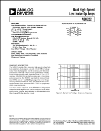 AD8022 datasheet: Dual Low Noise, Low Distortion, High Speed Amplifier AD8022