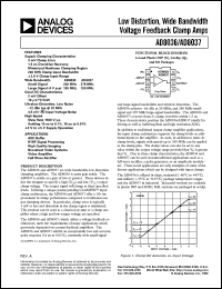 AD8037 datasheet: Low Distortion, Wide Bandwidth Voltage Feedback Clamp Amps AD8037