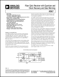 AD807 datasheet: Fiber Optic Receiver Consumes 140 mW and Operates from a Single Power Supply at Either +5 V or 5.2 V AD807