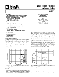 AD812 datasheet: Dual, Current Feedback Low Power Op Amp AD812