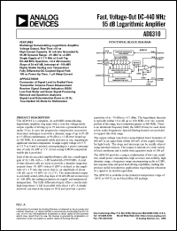 AD8310 datasheet: Fast Response, Voltage Out 90dB Logarithmic Amplifier AD8310