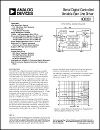 AD8320 datasheet: High Performance, High Output Power Line Driver Featuring 36dB Of Digitally Controlled Variable Gain AD8320